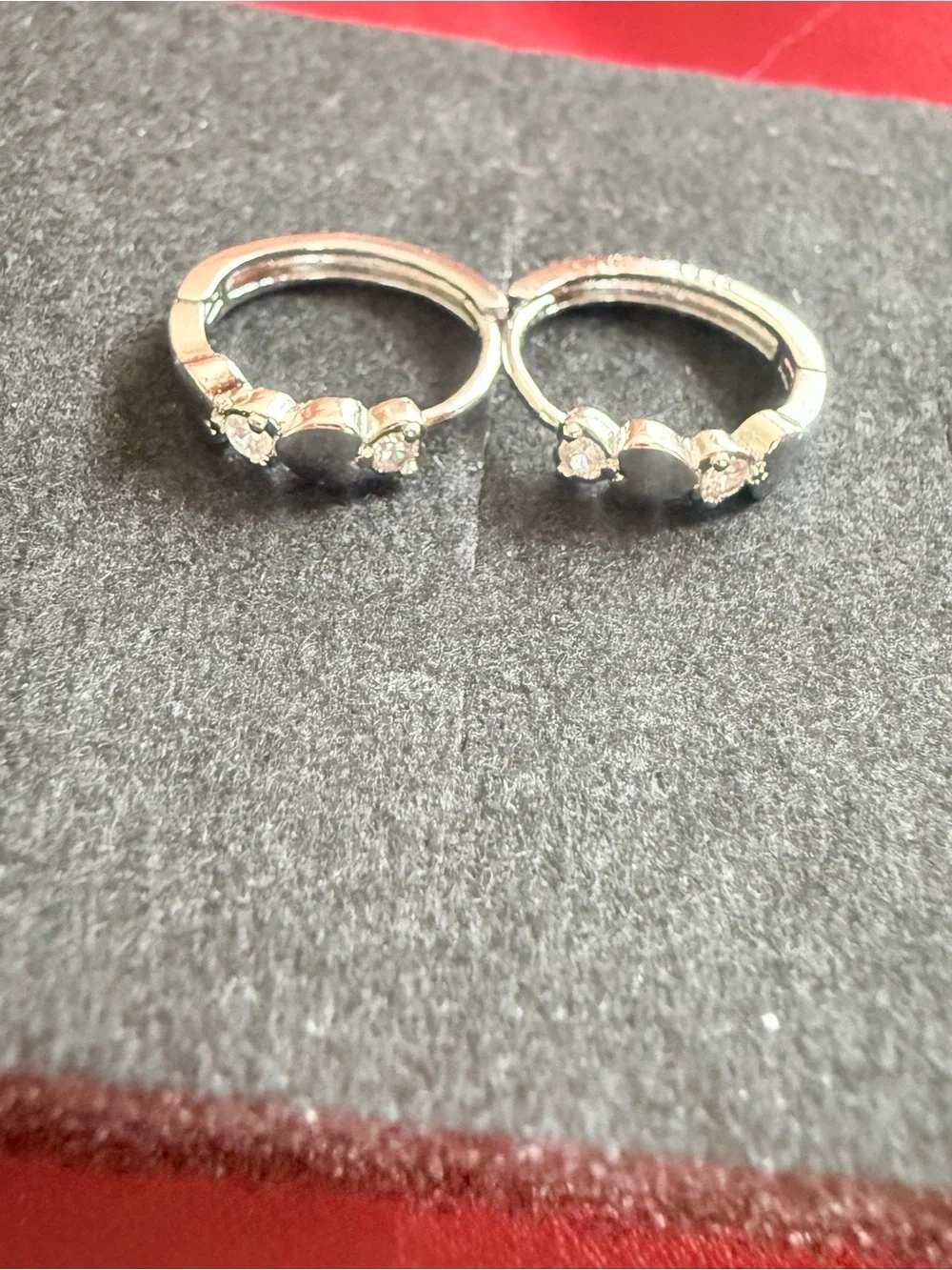 Silver Heart & Crystal Hoop Earrings - Silver